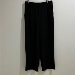 ONLY Women’s Trouser Pant 32 Black Pleated Wide Leg High Rise Relaxed Fit Work